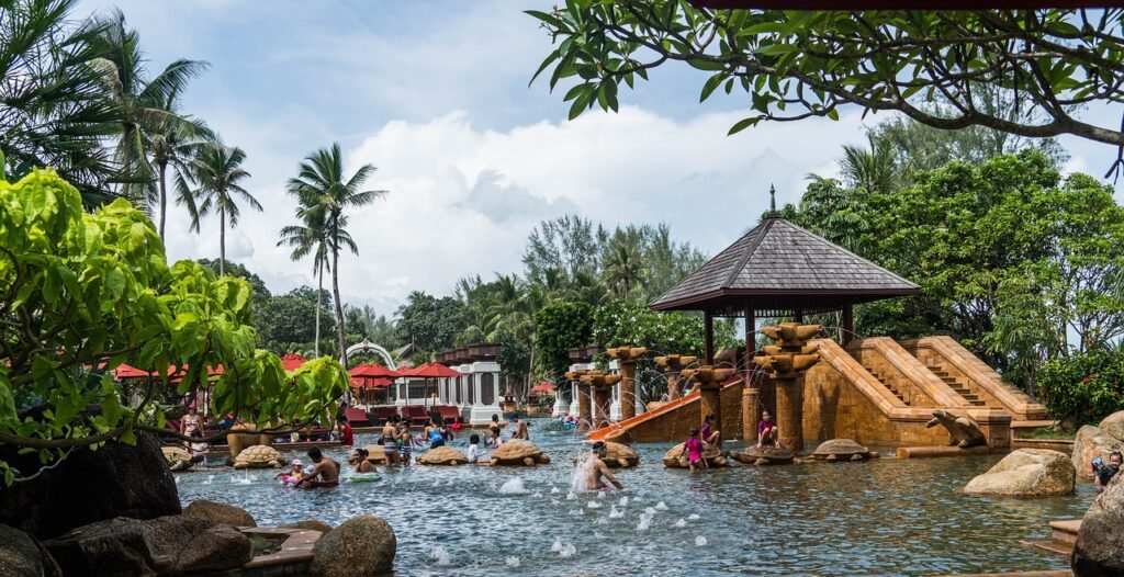 phuket, thailand, people, person, leisure, marriott beach resort, pool, architecture, hotel, travel, tropical, palm trees, sky, clouds, summer, design, facade, tree, outdoor, building, property, nature, grass, luxury, green, landscape, phuket, phuket, phuket, phuket, phuket